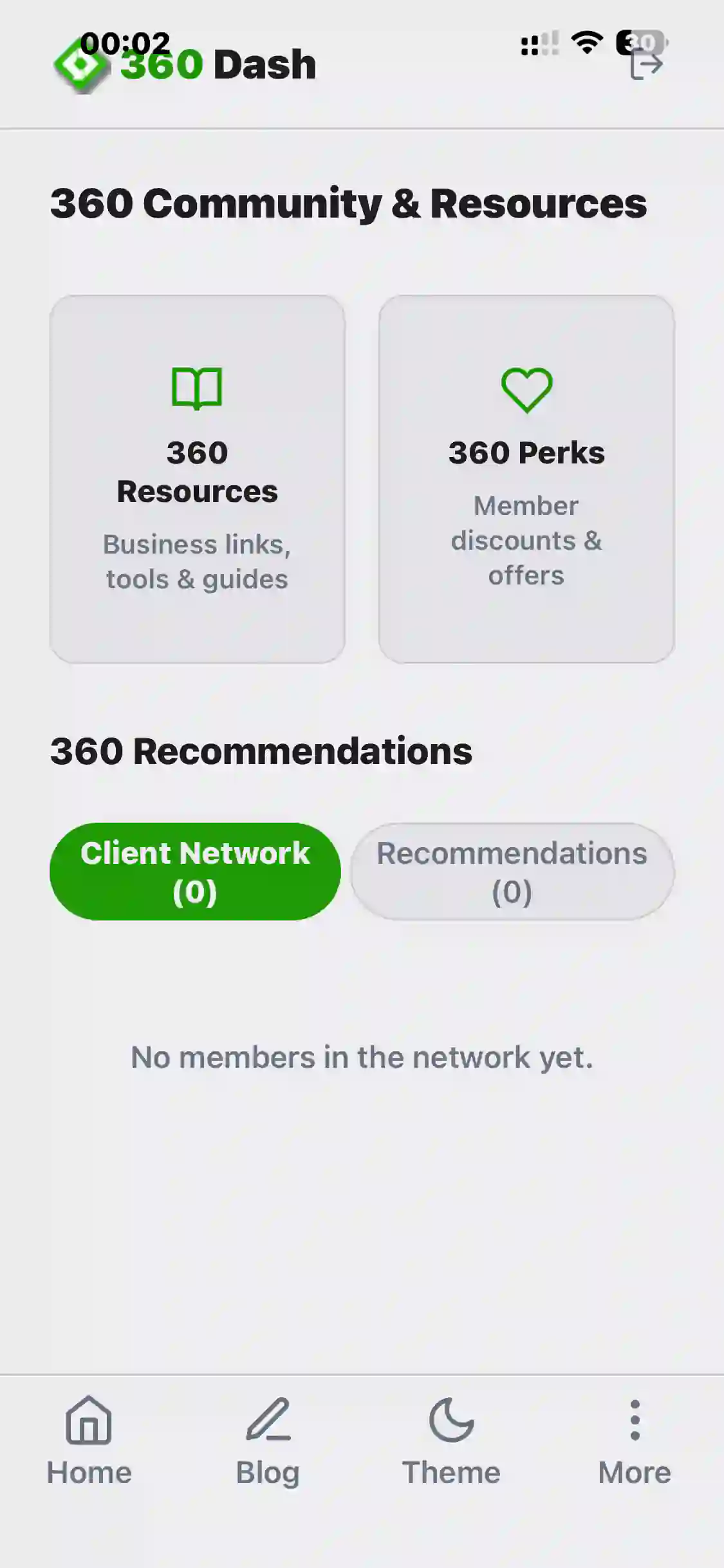 360Dash community and resources screen