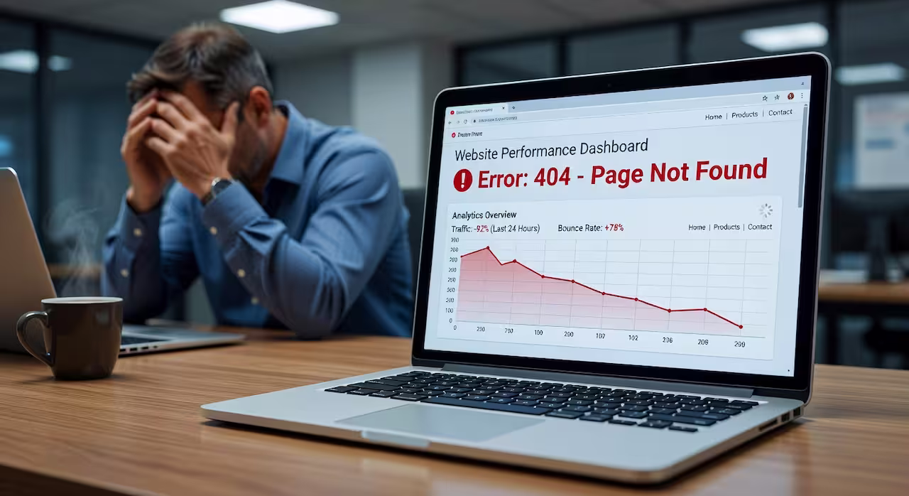 A business owner frustrated with their website's poor performance scores