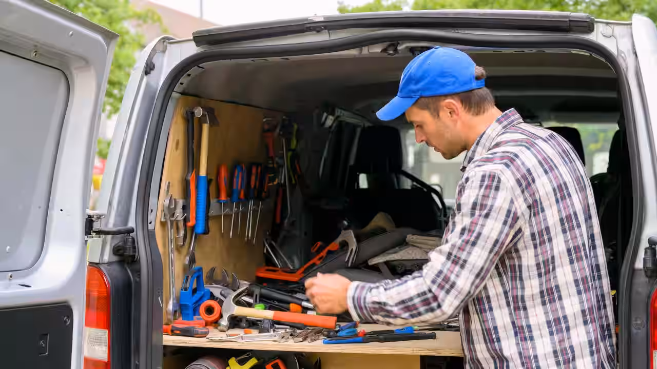 Handyman's work van parked and ready for the next job