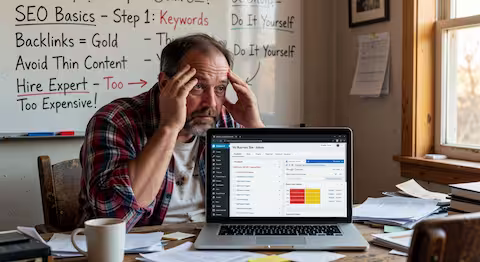 A business owner frustrated with their website's poor performance