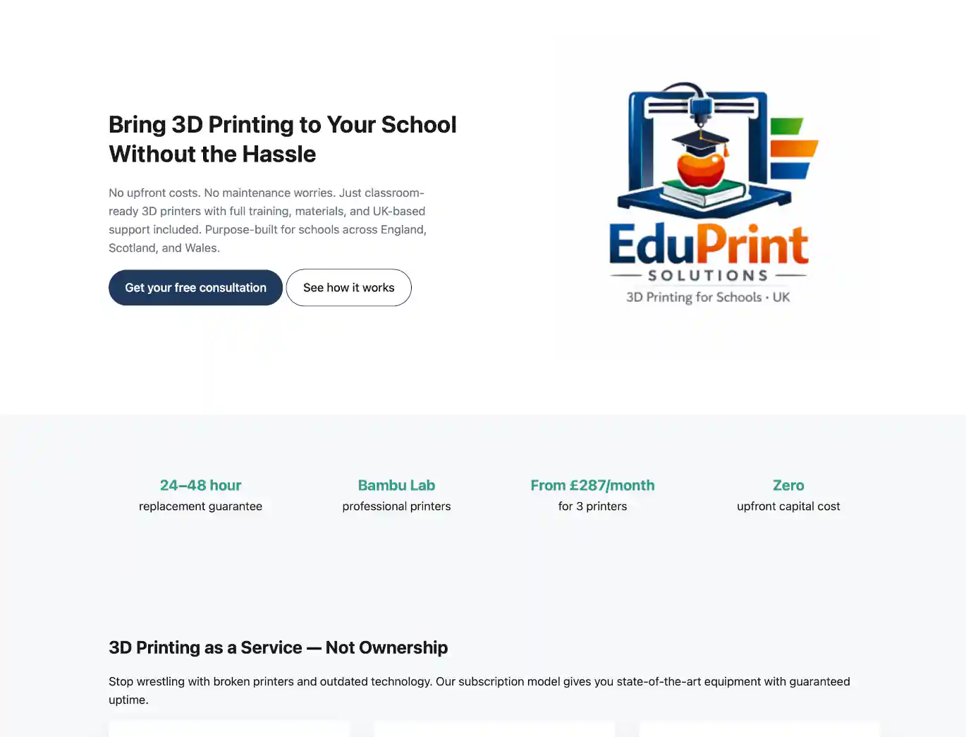 Eduprint Solutions homepage screenshot